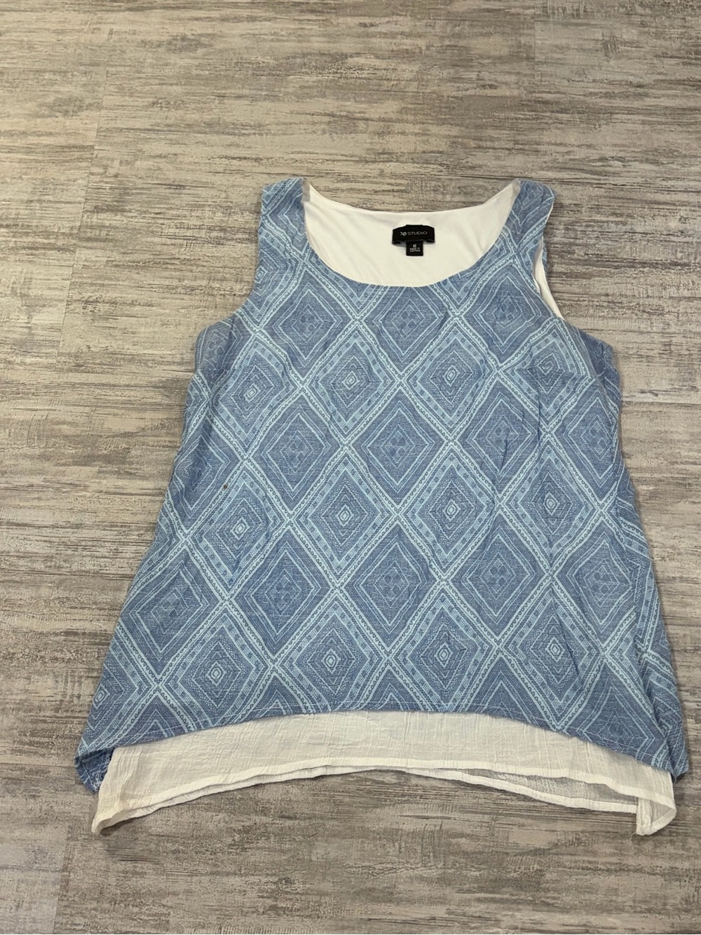 AB Studio Blue Patterned Sleeveless Layered Tank Top